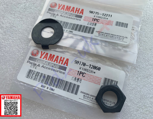 Genuine Yamaha AG125-DT125-RD125-XT125-XTZ125E-YB125-YBR125-YFM125R Lock Washer & Nut-Clutch: 90215-12211